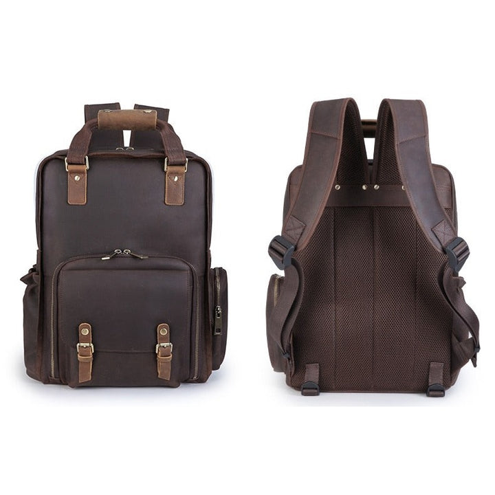 The Gaetano | Large Leather Backpack Camera Bag with Tripod Holder