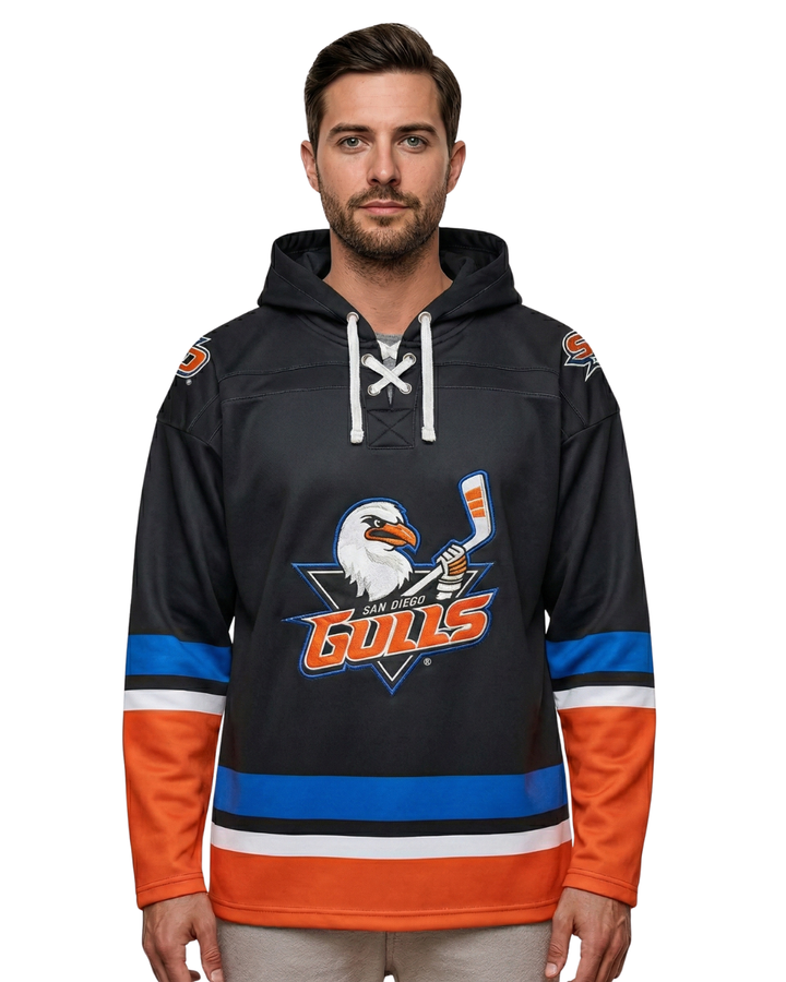 San Diego Gulls hockey hoodie with embroidered logos
