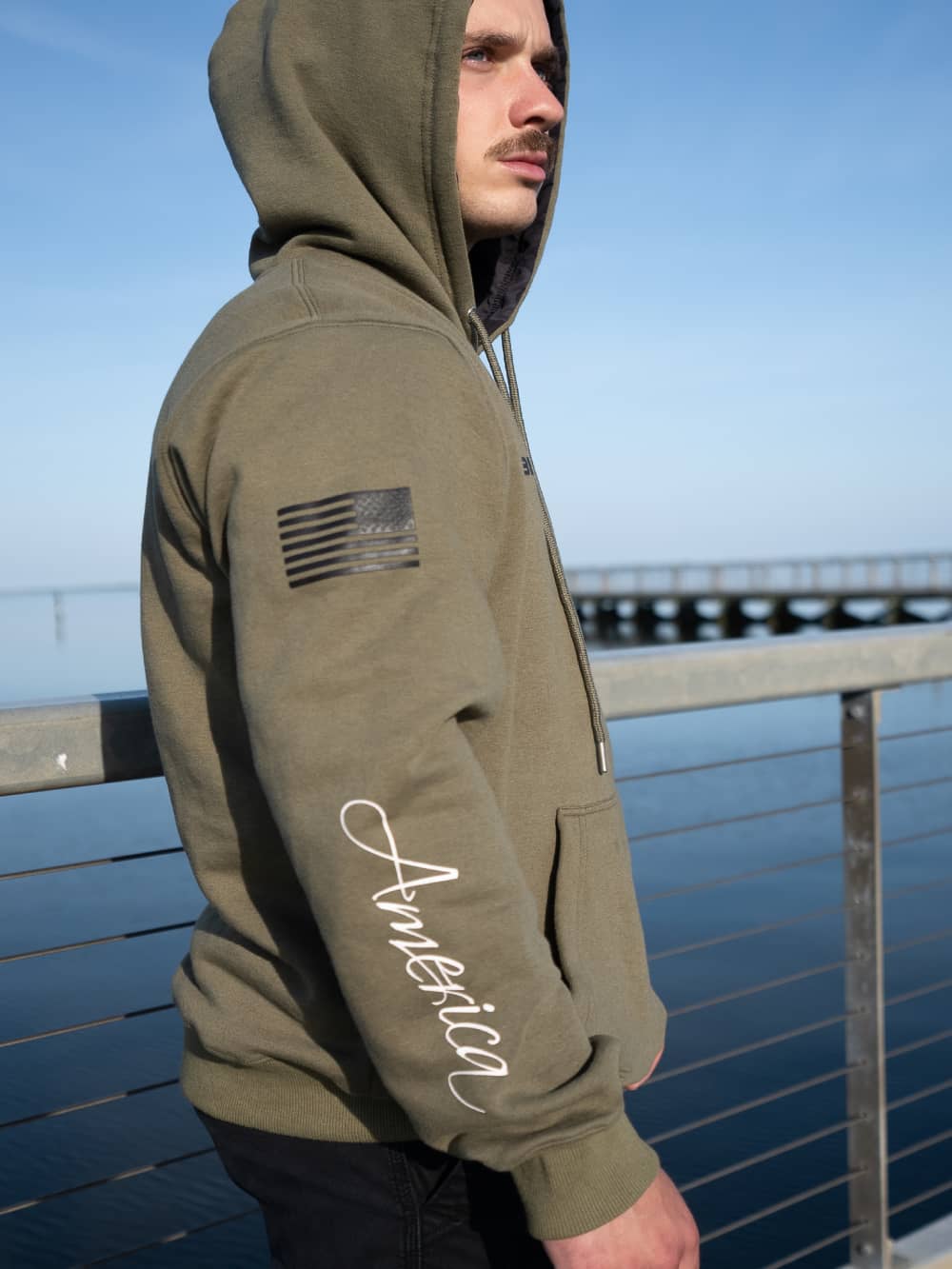 DeemedFit Pullover Hoodie "Liberty & Justice" - Olive