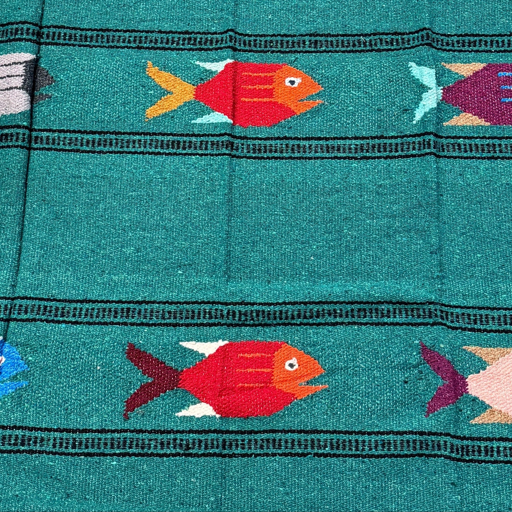 West Path Midnight Teal Baja Fish Yoga Blanket