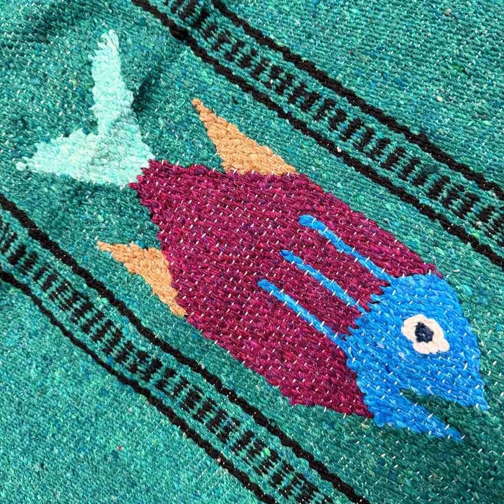 West Path Midnight Teal Baja Fish Yoga Blanket