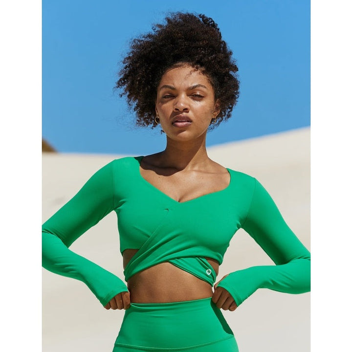 Astoria BALANCE Crossover Sleeve Crop - Palm Green