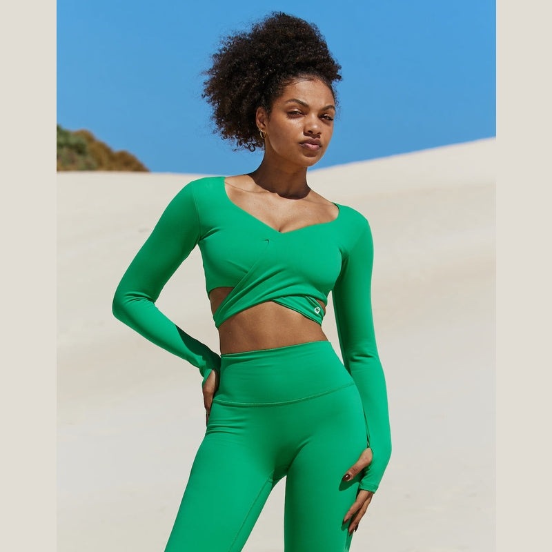 Astoria BALANCE Crossover Sleeve Crop - Palm Green