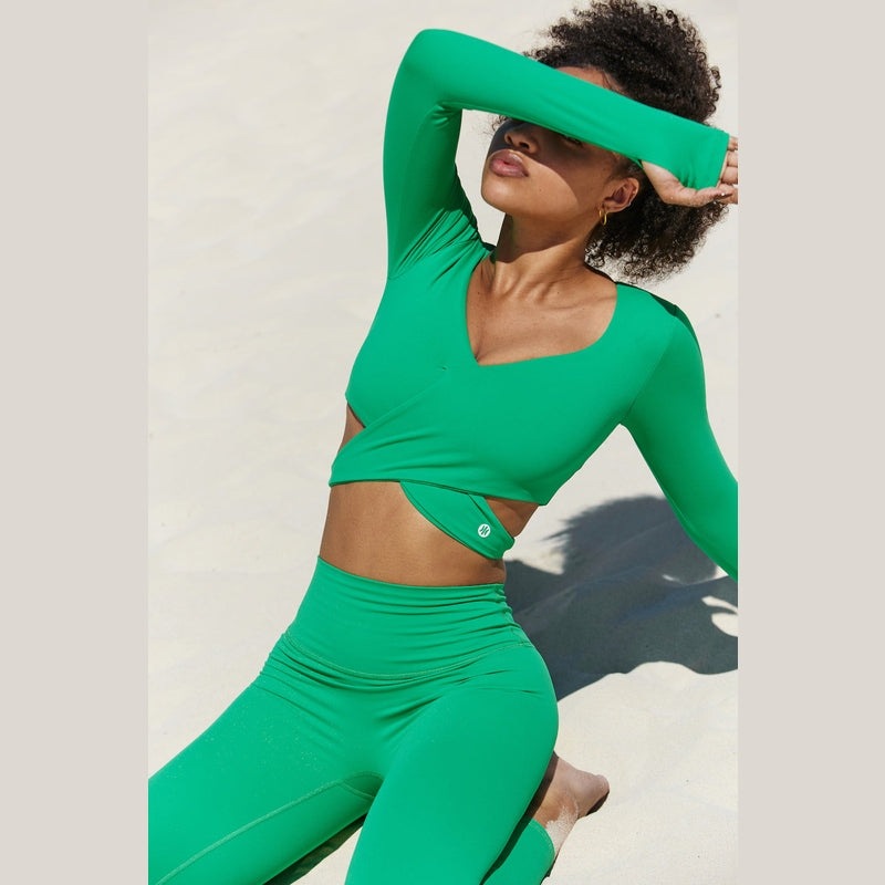 Astoria BALANCE Crossover Sleeve Crop - Palm Green