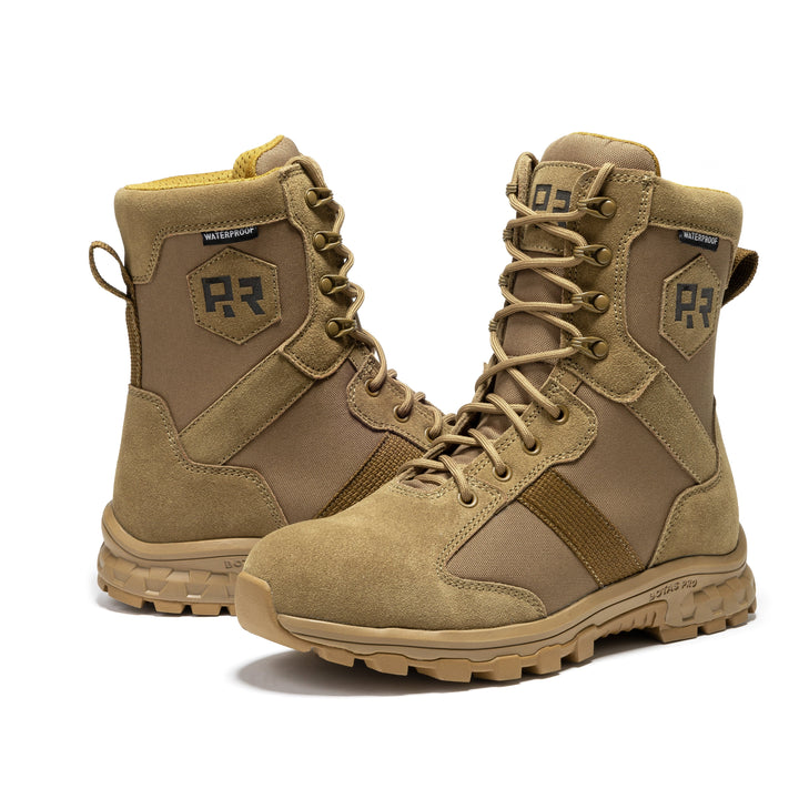 ROCKROOSTER Colmar Coyote 8 inch Suede Leather Waterproof Tactical &amp; Military Boots AB500