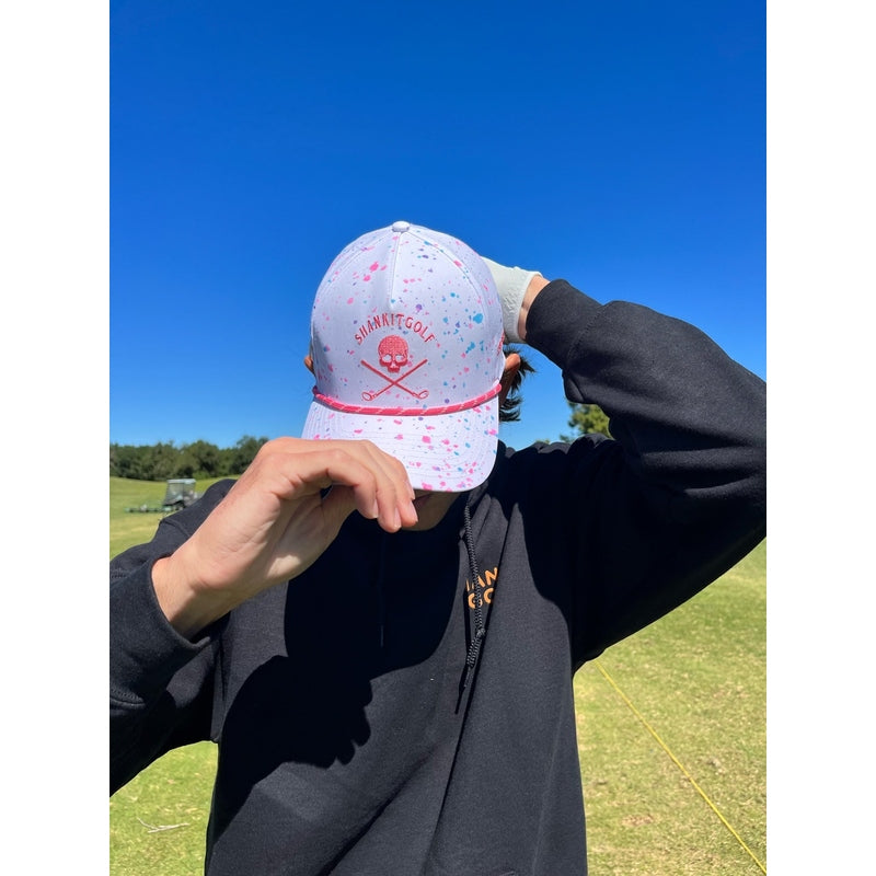 Shank it Golf White Paint Splatter Golf Hat