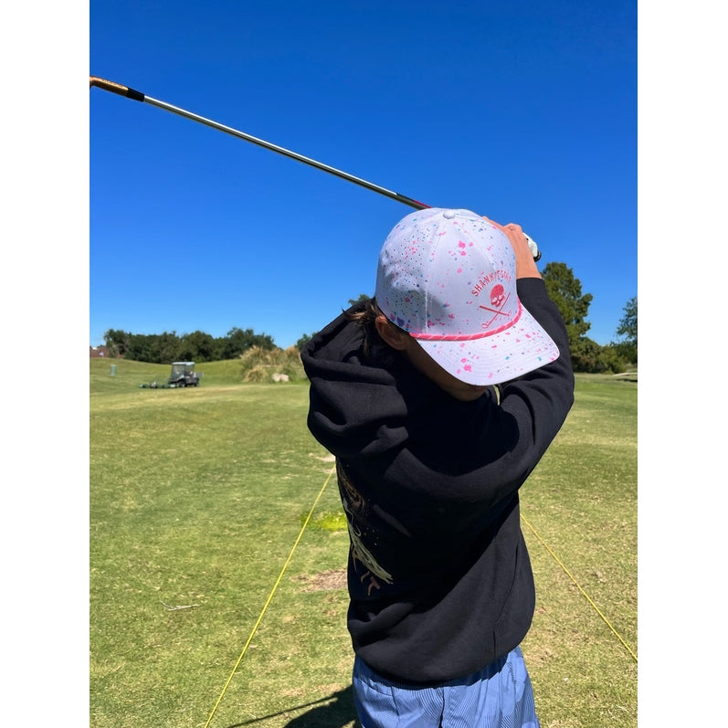 Shank it Golf White Paint Splatter Golf Hat