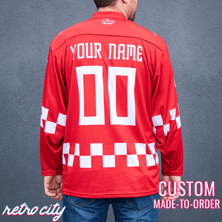 Custom Hockey Fan Jersey Red for Pizza Planet Fans