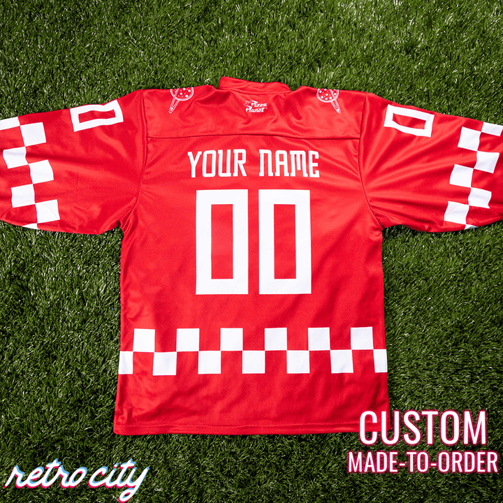 Custom Hockey Fan Jersey Red for Pizza Planet Fans