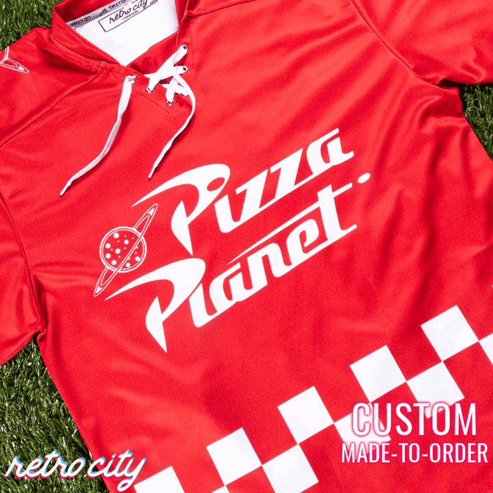 Custom Hockey Fan Jersey Red for Pizza Planet Fans