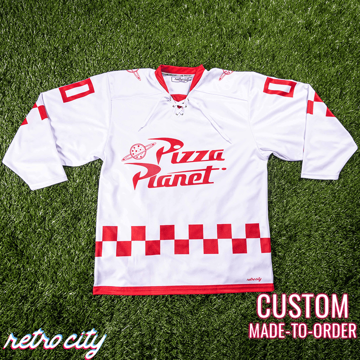 Personalized Pizza Planet Hockey Fan Jersey