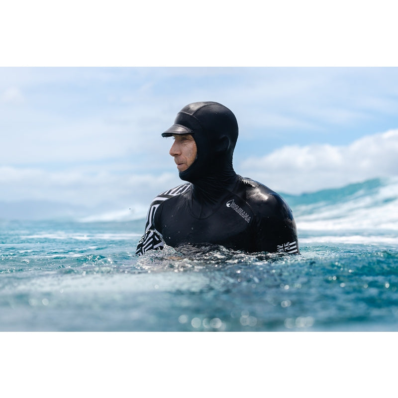 WAIHANA Black Carvico Hooded Surf Rashguard