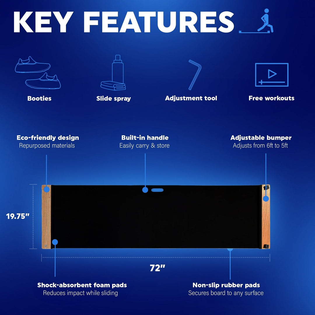 Brrrn Board+ 6FT Adjustable Slide Board + Free Workouts