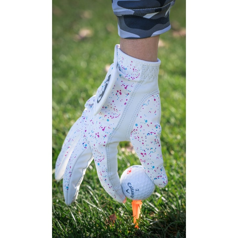 Shank it Golf White Paint Splatter Golf Glove