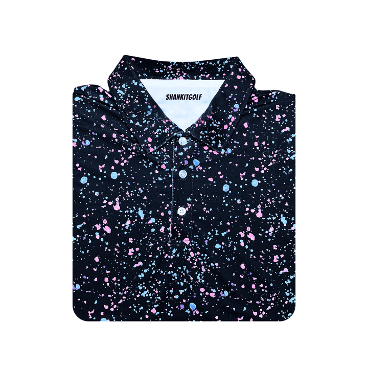 Shank it Golf Paint Splatter Polo Black