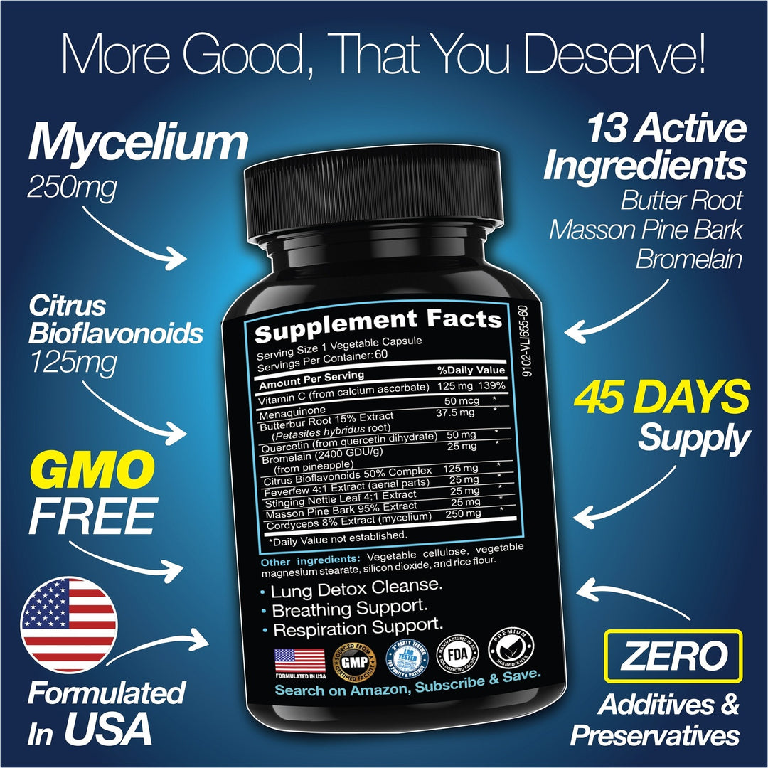 Lung Cleanse Detox, 60 Day Cleanse - Supports Lung Health Within Bronchial & Respiratory Systems