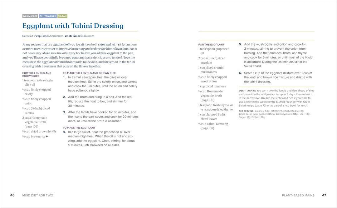 MIND Diet for Two: 65 Perfectly Portioned Recipes to Boost Your Brain Health Spiral Bound