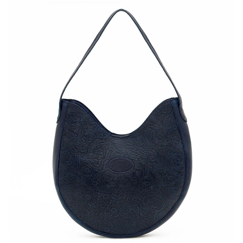 Tooled Leather Hobo Bag