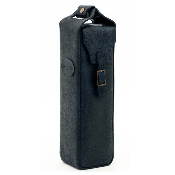 Tooled Leather Single Bottle Wine Carrier