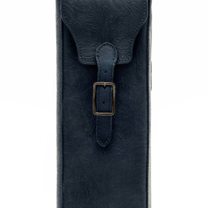 Tooled Leather Single Bottle Wine Carrier