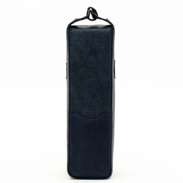 Tooled Leather Single Bottle Wine Carrier