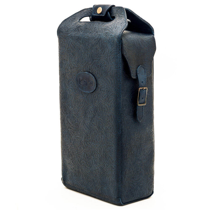 Tooled Leather Two Bottle Wine Carrier