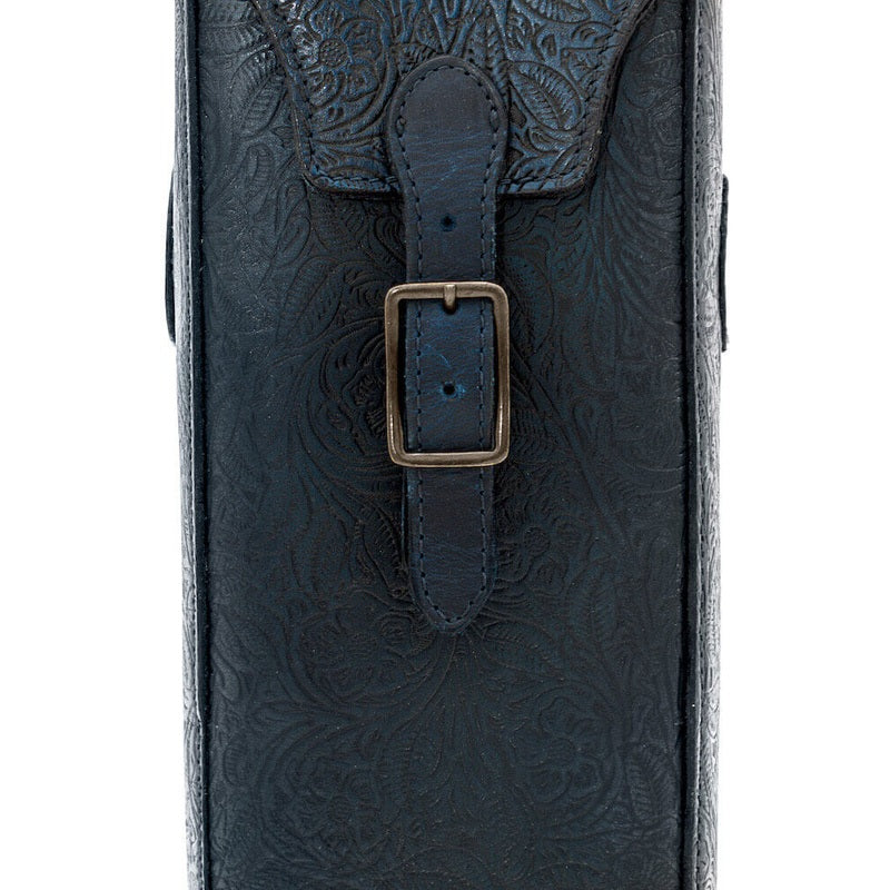 Tooled Leather Two Bottle Wine Carrier