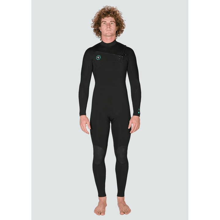 7 Seas 3-2 Full Chest Zip Wetsuit - Black with Jade Logos
