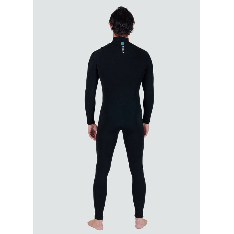 7 Seas 4-3 Full Chest Zip Wetsuit - Black with Jade Logos
