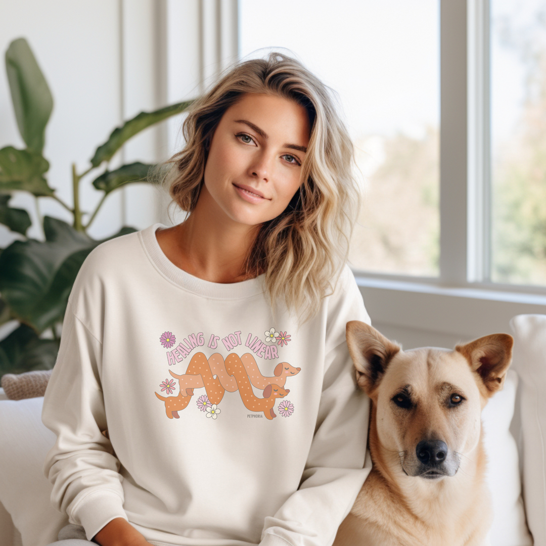 Petphoria Healing Is Not Linear Crewneck
