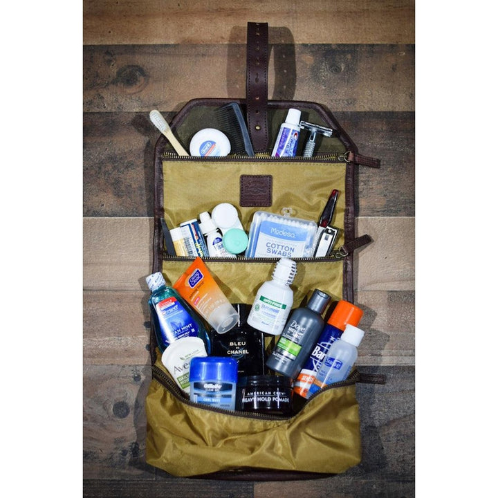 Campaign Waxed Canvas Roll-Up Toiletry Shave Kit