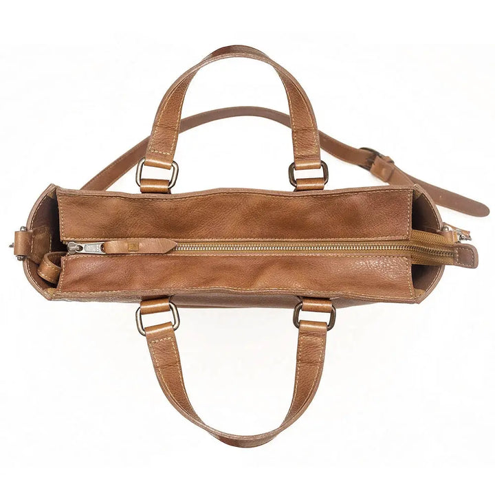 Ellington Leather Market Tote with Zippered Pouch