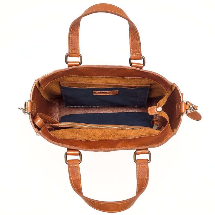 Ellington Leather Market Tote with Zippered Pouch