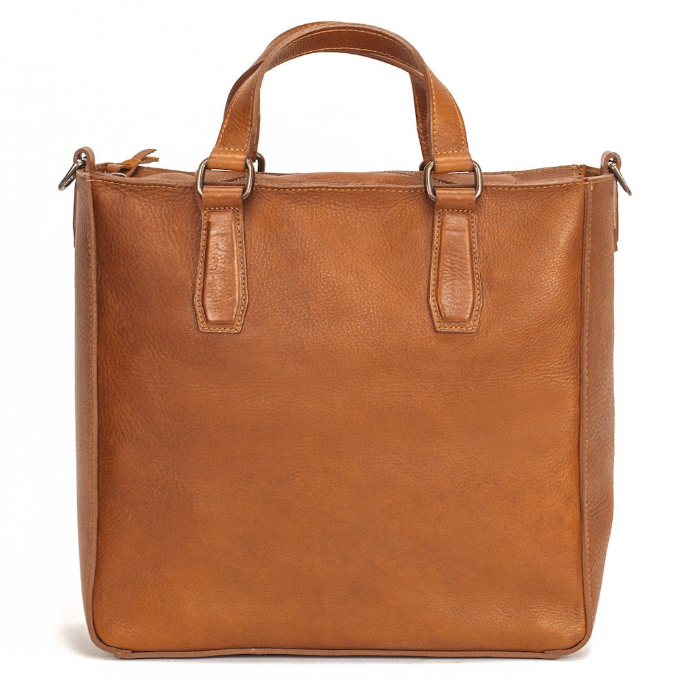 Ellington Leather Market Tote with Zippered Pouch