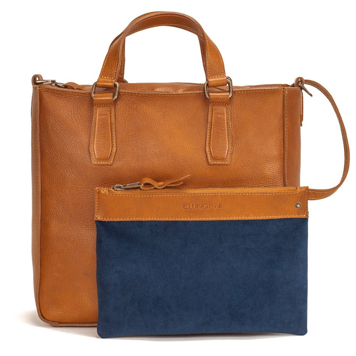 Ellington Leather Market Tote with Zippered Pouch