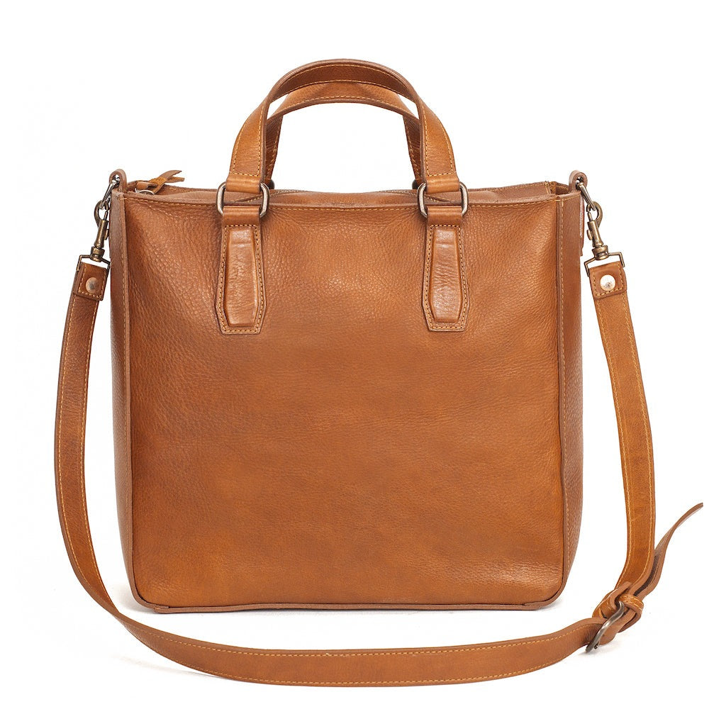Ellington Leather Market Tote with Zippered Pouch