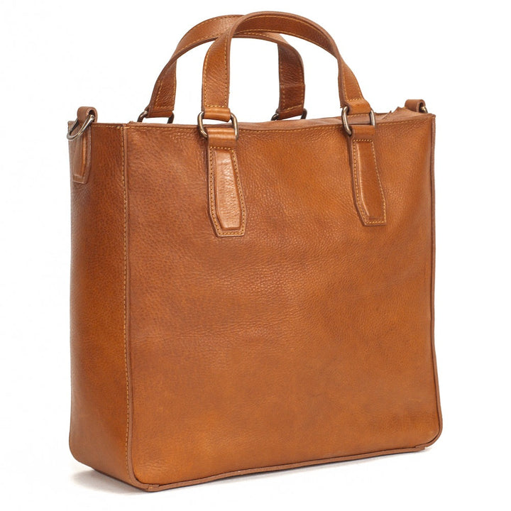 Ellington Leather Market Tote with Zippered Pouch