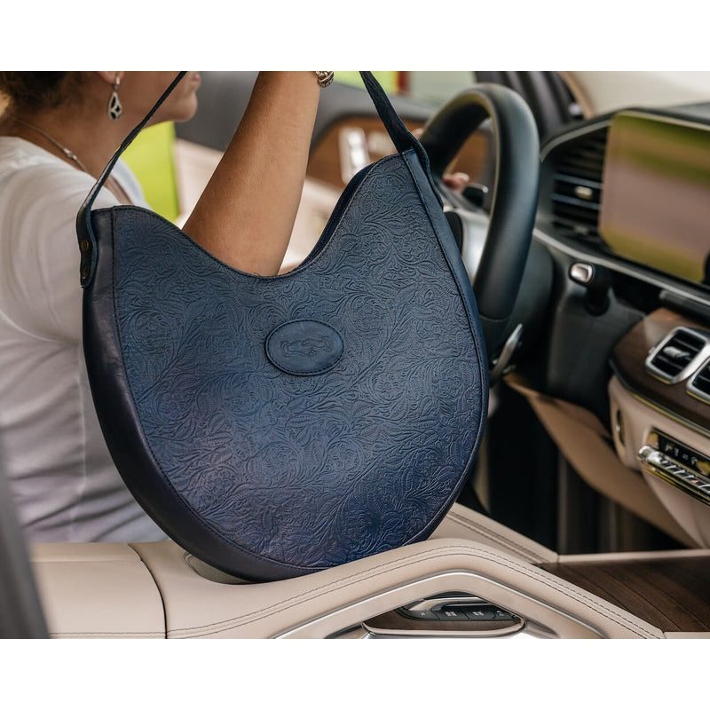 Tooled Leather Hobo Bag