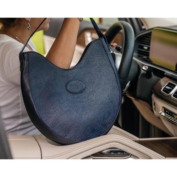 Tooled Leather Hobo Bag