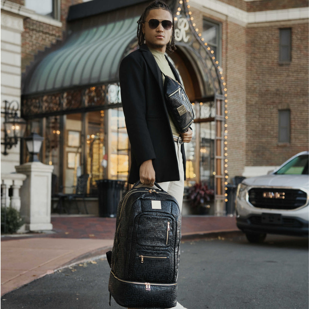 Sole Premise Black Monogram Leather Carry-On Backpack Patented Signature Design