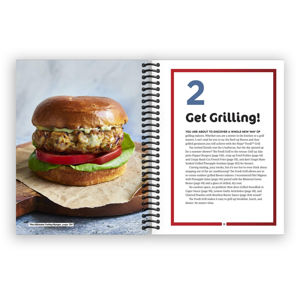 The Official Ninja Foodi Grill Cookbook for Beginners: 75 Recipes for Indoor Grilling and Air Frying Perfection Spiral Bound
