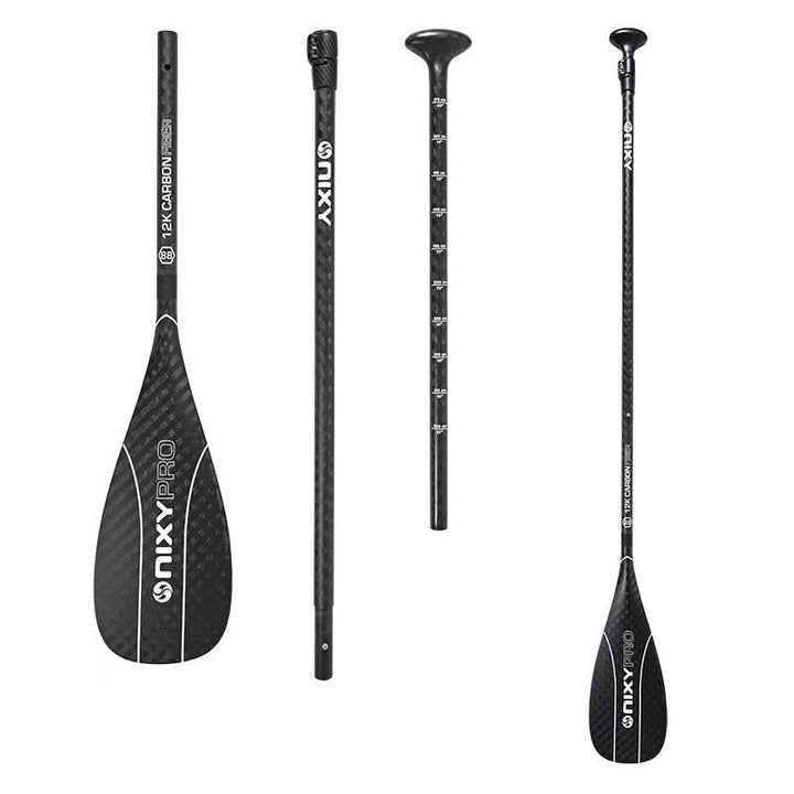 NIXY 3-Piece Adjustable 100% 12K Carbon Fiber SUP Pro Paddle
