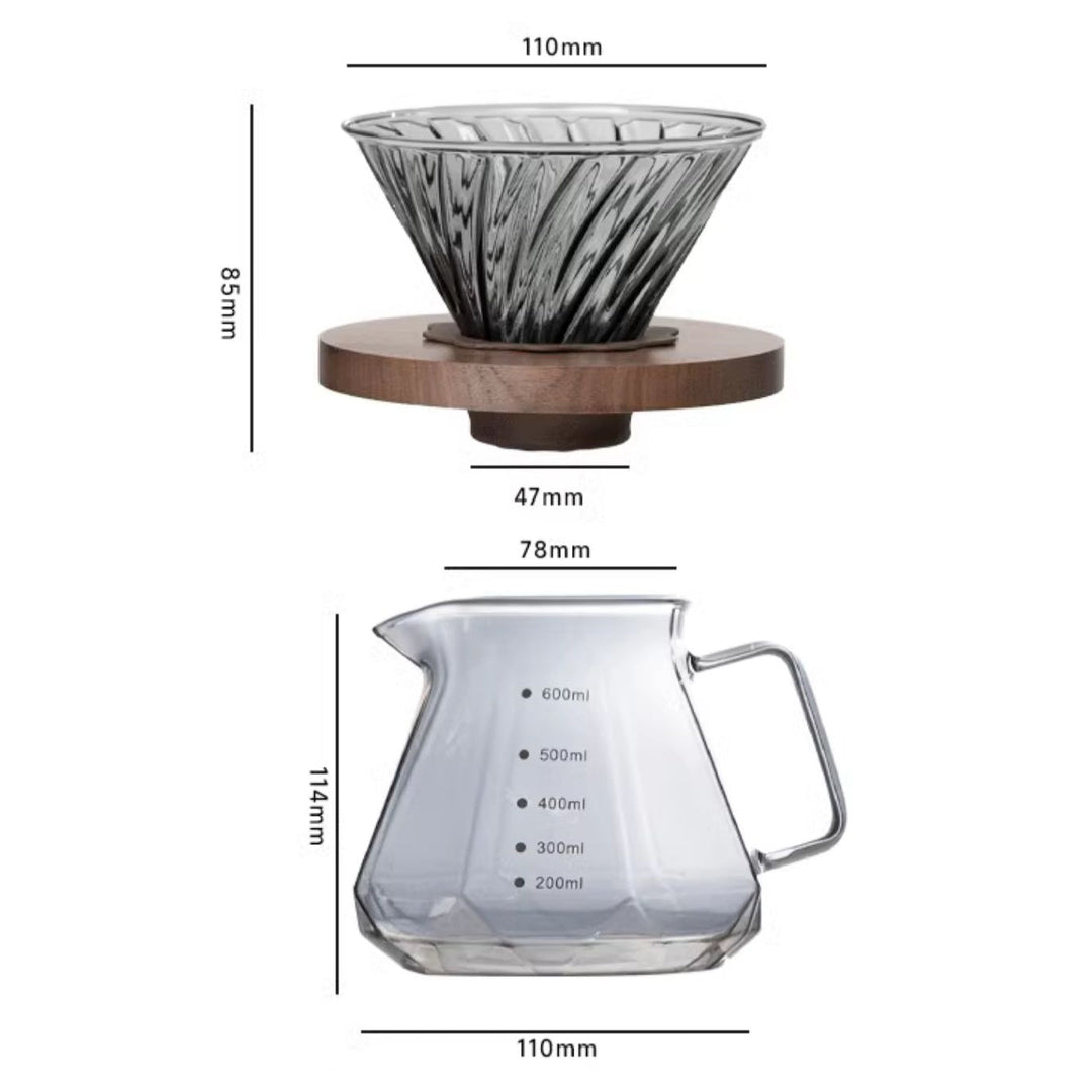 Coffee Brewing V60 Set with Walnut Wood Holder