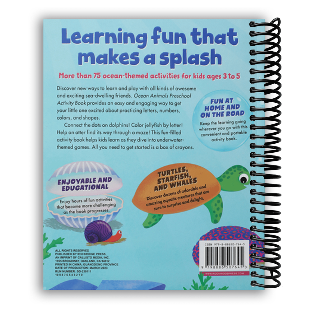 Ocean Animals Preschool Activity Book Spiral Bound