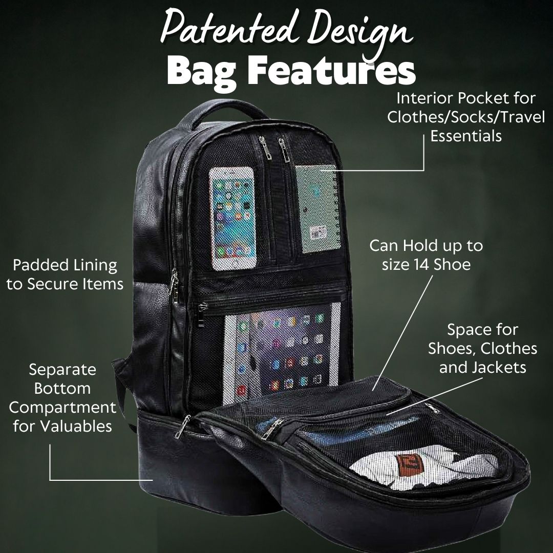 Sole Premise Baby Blue Leather Luxury Carry-On Backpack (Patented Signature Design)