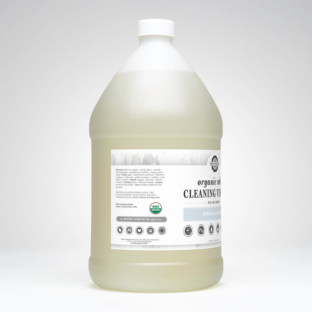 Rustic Strength Organic White Cleaning Vinegar | 5% 50 grain