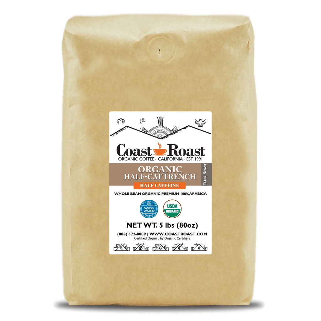 Organic Swiss Water Half-Caf French Whole Bean Coffee