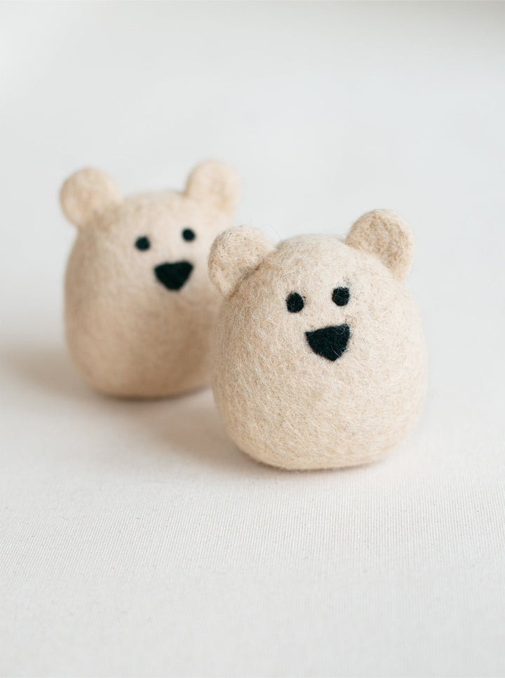 Natural Polar Bear Wool Dog Toy for Small Pups