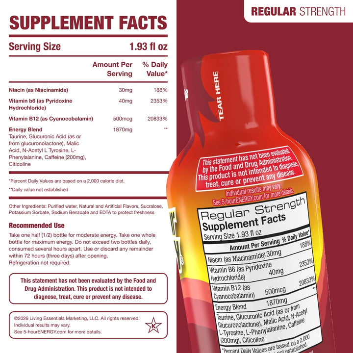 5-hour Energy Pomegranate Flavor Regular Strength 5-hour ENERGY Shots