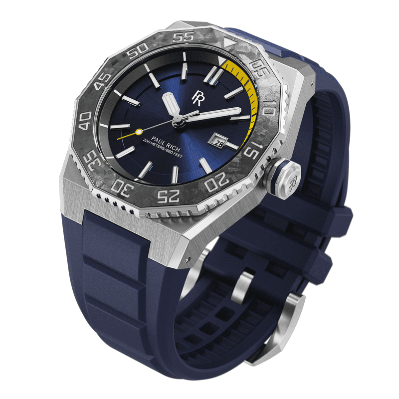 Aquacarbon Pro Horizon Blue Dive Watch with Luminous Carbon Fiber